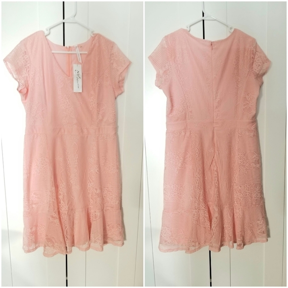 New York Collection Peach Lace  Dress, L. NEW! - Picture 1 of 6